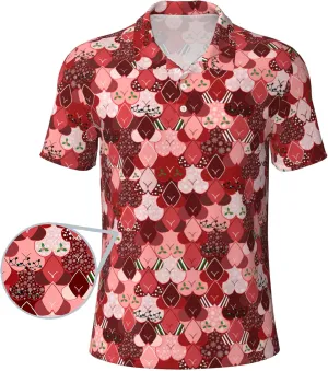 Men's Funny Golf Shirts Hawaiian Golf Polo Shirts Performance Moisture Wicking Quick Dry Athletic Short Sleeve Shirts