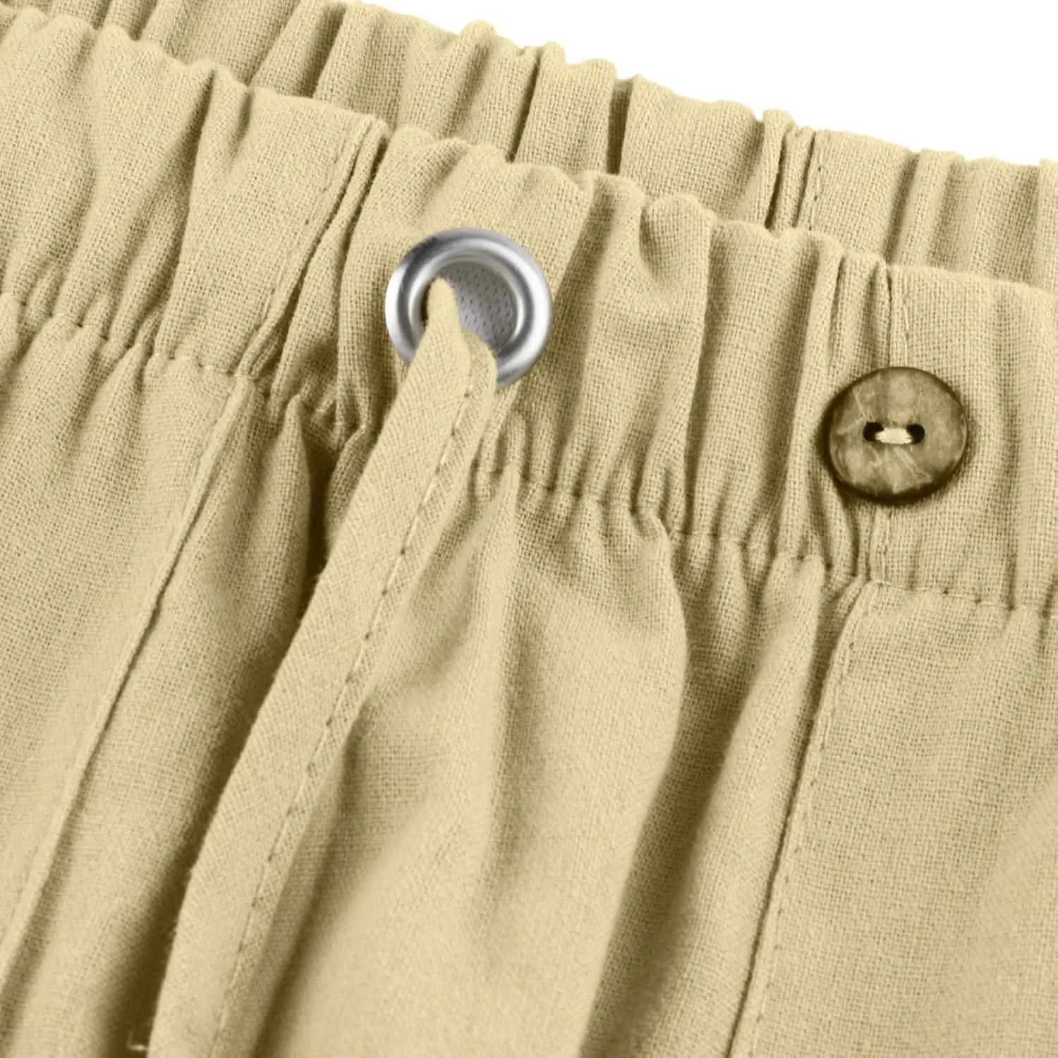 Mens Jogging Pants Men Dress Pants Loose Casual Solid Color Cotton Linen Trousers Elastic Tie Printed Straight Pants