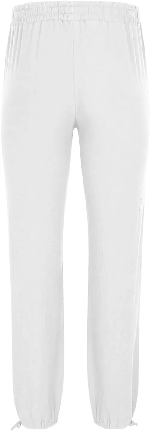 Mens Linen Cargo Pants Casual Drawstring Summer Beach Pants Elastic Waist Yoga Jogger Pants with Pockets