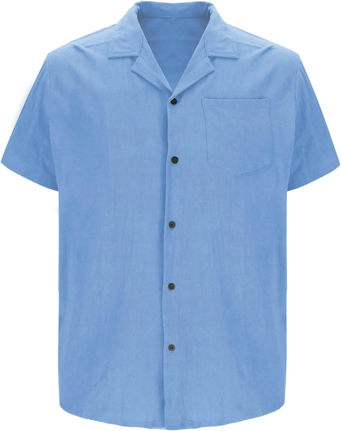 Men's Linen Shirts Short Sleeve Casual Shirts Solid Button Down Shirts Vacation Beach Summer Tops with Pocket