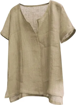 Mens Linen Shirts Short Sleeve Summer Beach Shirts Lightweight Comfy Casual Holiday Shirt Loose Yoga Shirts Trendy