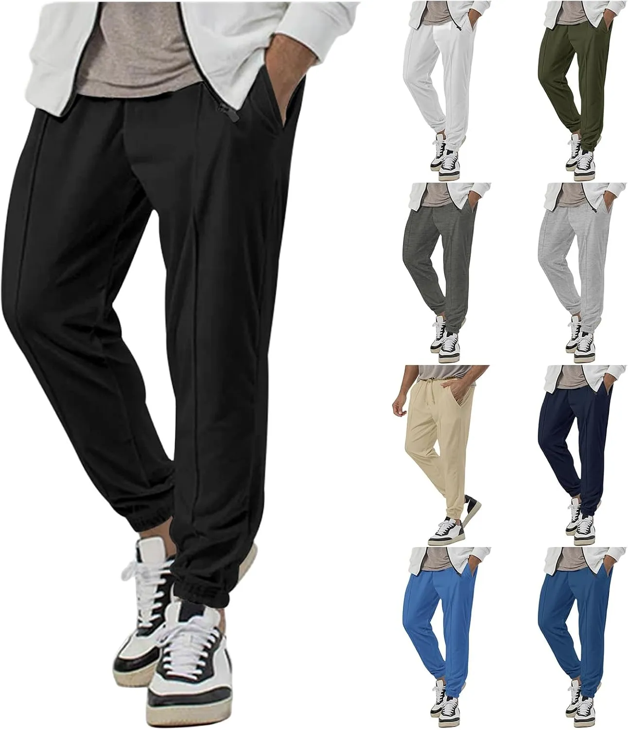 Men's Outdoor Pants Elastic Waist Water-Resistant Quick-Dry for Hiking Golf High Waisted Modal Joggers for Running