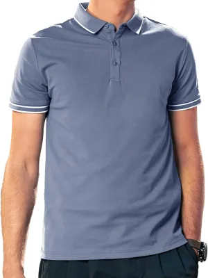 Men's Polo Shirts Casual Short Sleeve Button Down Shirts Classic Stripe Golf Polo Collared Work Shirts