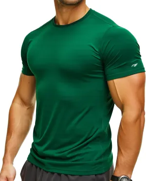 Mens Running Shirt Quick Dry Fit Short Sleeve Performance T-Shirt Moisture Wicking Ourdoor Active Wear Reflective