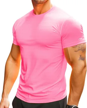 Mens Running Shirt Quick Dry Fit Short Sleeve Performance T-Shirt Moisture Wicking Ourdoor Active Wear Reflective