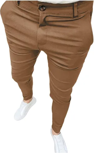 Men's Stretch Dress Pants Slim Fit Business Casual Suit Pants Work Golf Pants with Pockets