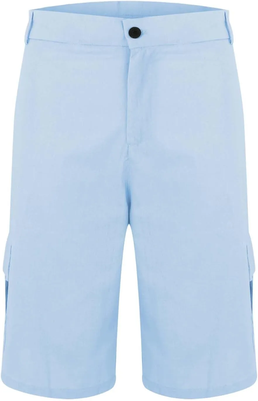 Mens Summer Workout Shorts Cotton and Linen Solid Color Multi Pockets Fashion Beach Pants Combat Vacation Casual Cool Bermuda