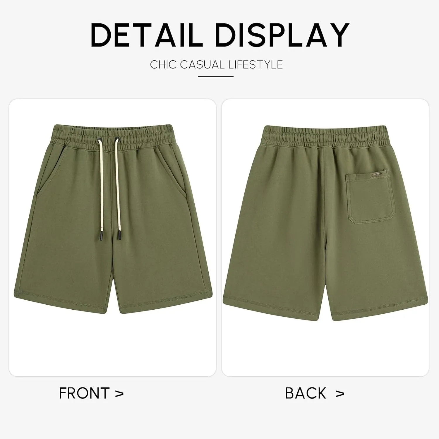 Mens Sweat Shorts with Pockets Drawstring Athletic Gym Shorts Cotton Workout Running Shorts