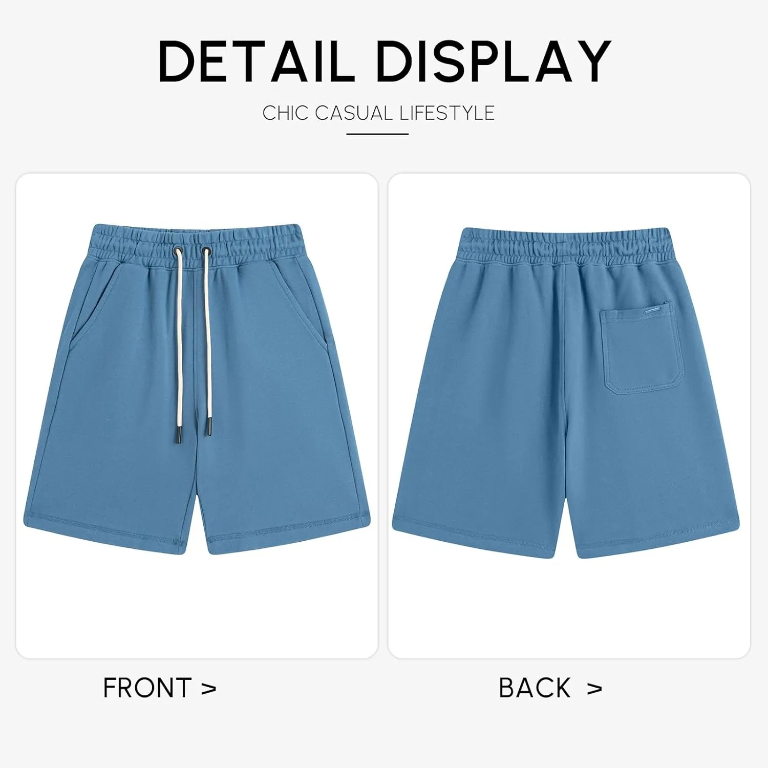 Mens Sweat Shorts with Pockets Drawstring Athletic Gym Shorts Cotton Workout Running Shorts