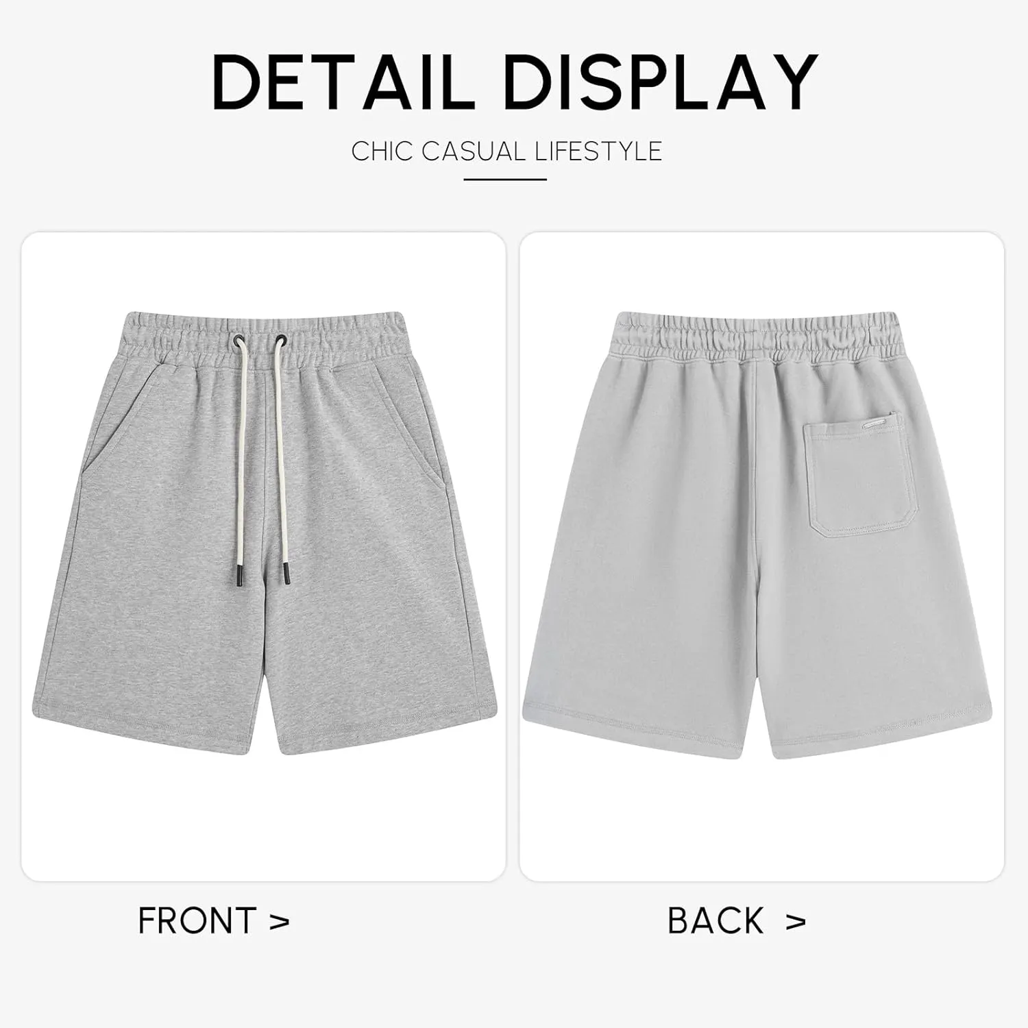 Mens Sweat Shorts with Pockets Drawstring Athletic Gym Shorts Cotton Workout Running Shorts