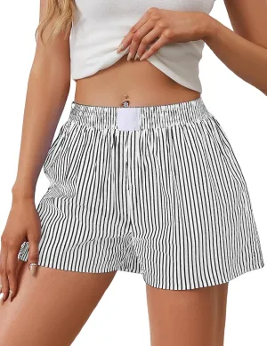 MISSACTIVER Womens Y2K Striped Pajama Shorts Sexy Elastic Low Waist Pajama Bottoms Boxers Pj Bottoms Lounge Sleepwear
