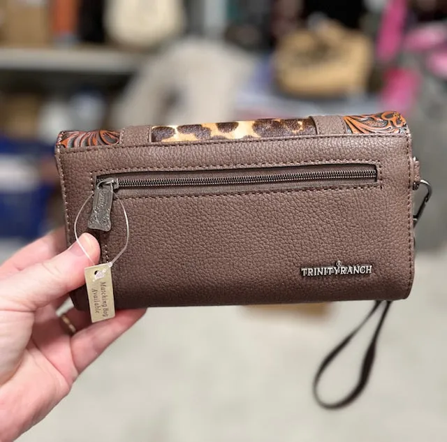 Montana West Embossed Leather and Leopard Studded Wallet Handbag