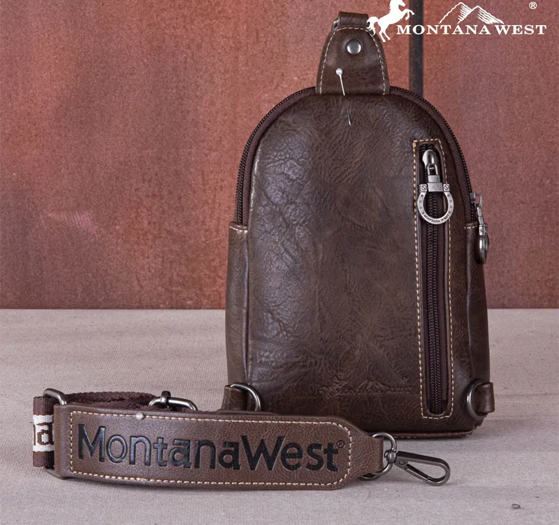 Montana West Embroidered Feather Cut-Out Floral Sling Bag - Coffee