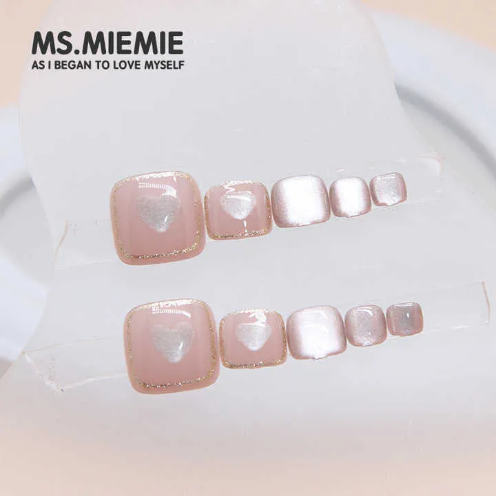 Ms.Miemie 24pcs/set Translucent Jelly-مجموعة أظافر صناعية