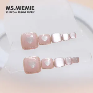 Ms.Miemie 24pcs/set Translucent Jelly-مجموعة أظافر صناعية