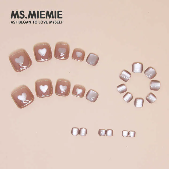 Ms.Miemie 24pcs/set Translucent Jelly-مجموعة أظافر صناعية