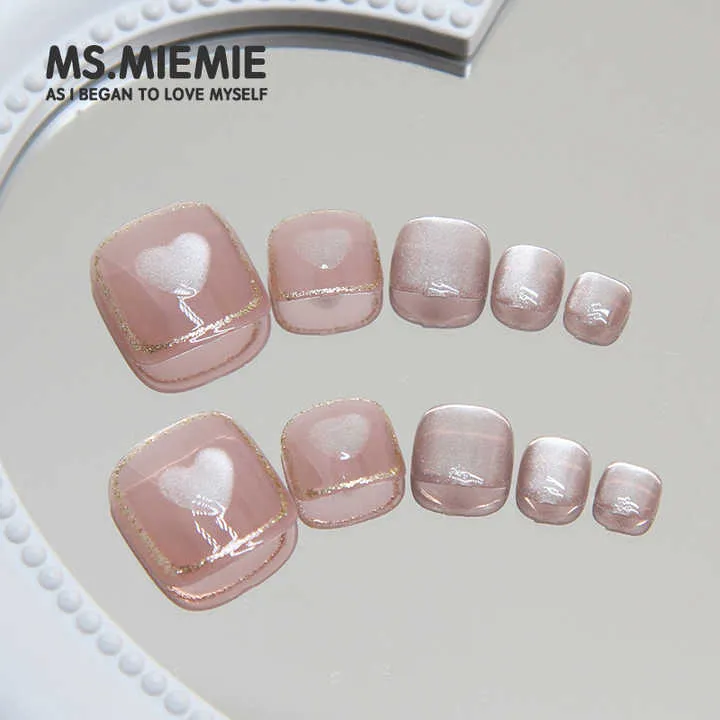 Ms.Miemie 24pcs/set Translucent Jelly-مجموعة أظافر صناعية