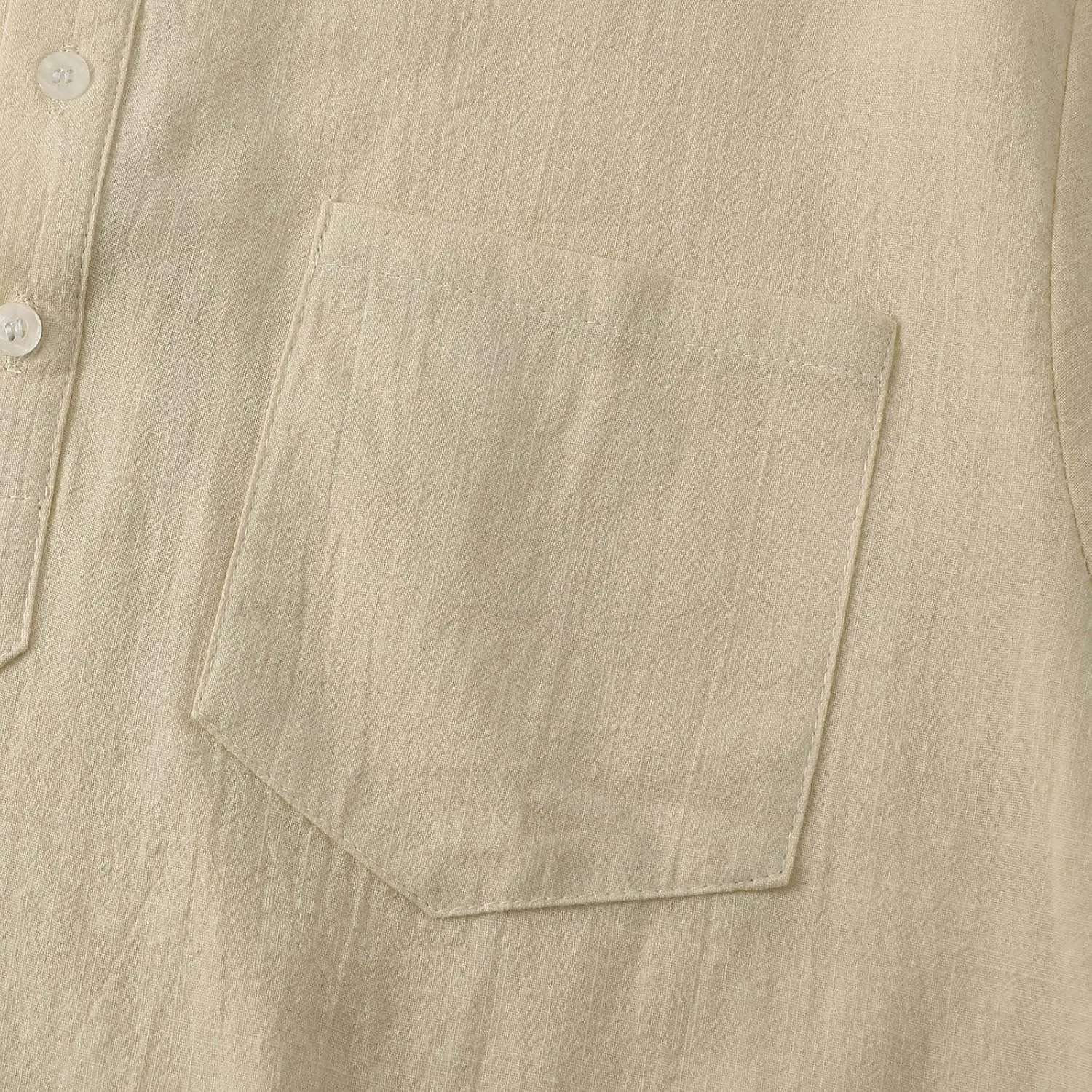 Muscularfit Men's Cotton Linen Henley Shirt Casual Stylish Short Sleeve Button Down T Shirts Loose Fit Plain Chest Pocket Tee