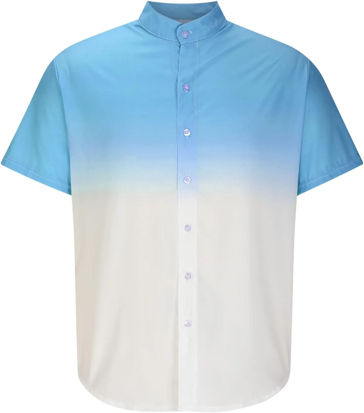 Muscularfit Summer T Shirts for Men Casual Stylish Short Sleeve Gradient Color Henley Shirt Regular-Fit Cotton Linen Shirts