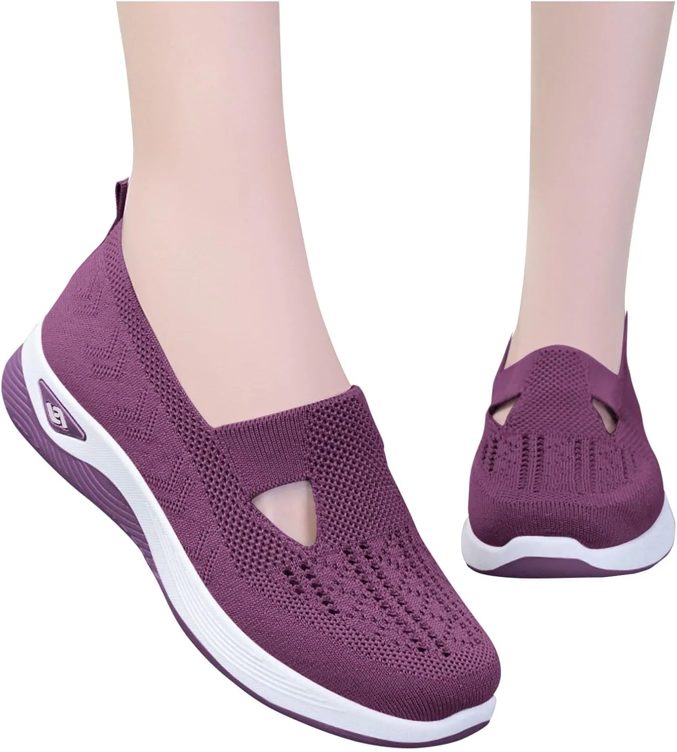 Orthopedic Shoes for Women Slip On Air Cushion Walking Athletic Shoes Elastic Knit Lightweight Breathable Sneakers