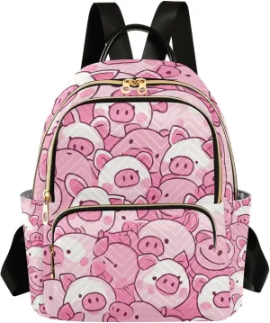 Peach Cartoon Pig Face 14 Inch casual daypack backpack purse backpack diaper bag for travel&work