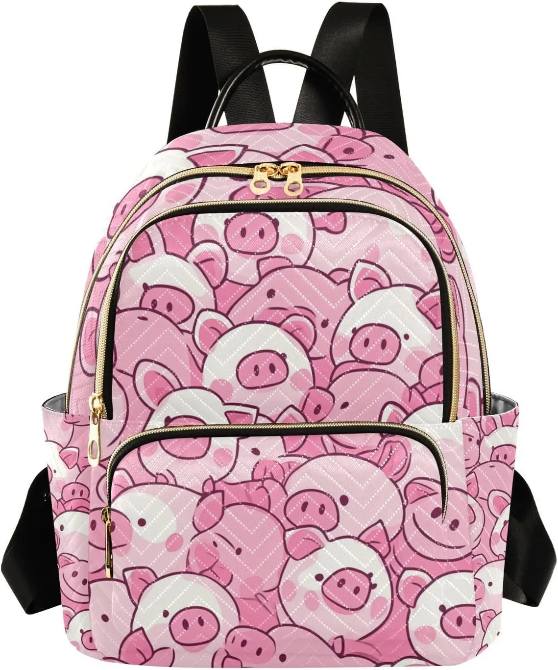 Peach Cartoon Pig Face 14 Inch casual daypack backpack purse backpack diaper bag for travel&work