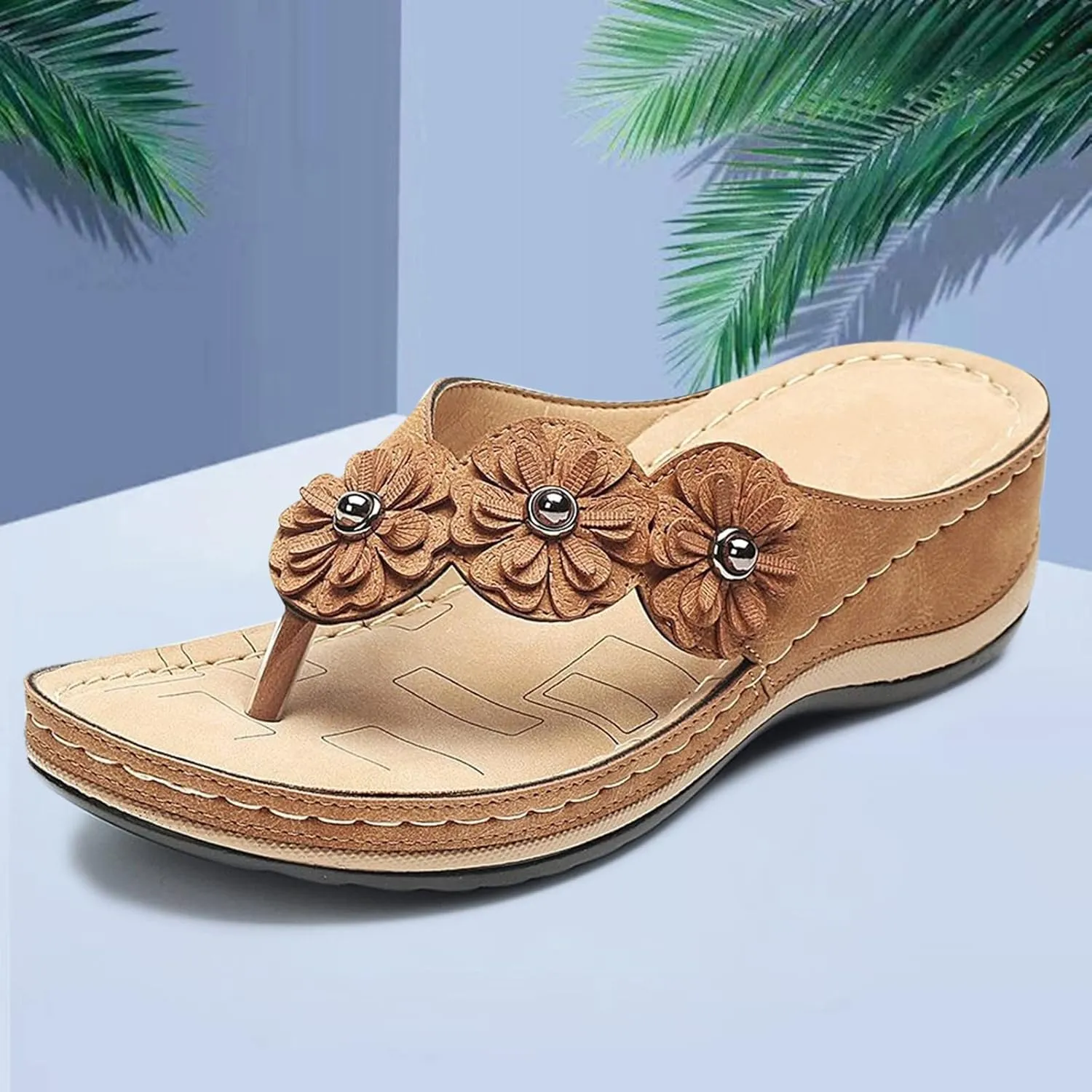 peqiut Casual Sandals Women Flat Clip Toe Sandals for Women Arch Support Comfortable Flip Flops Orthopedic Sandals