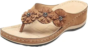 peqiut Casual Sandals Women Flat Clip Toe Sandals for Women Arch Support Comfortable Flip Flops Orthopedic Sandals