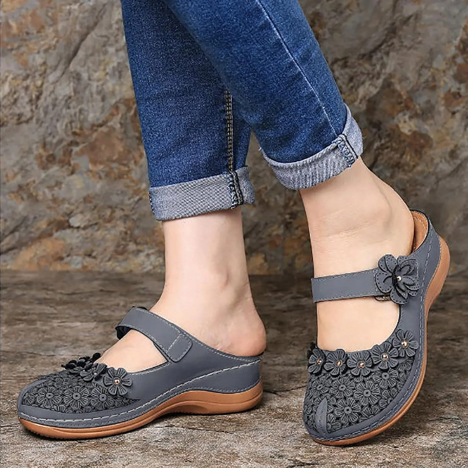 peqiut Casual Sandals Women Orthopedic Sandals for Women Arch Support Strap Shoes Comfortable Slip On Casual Sandals