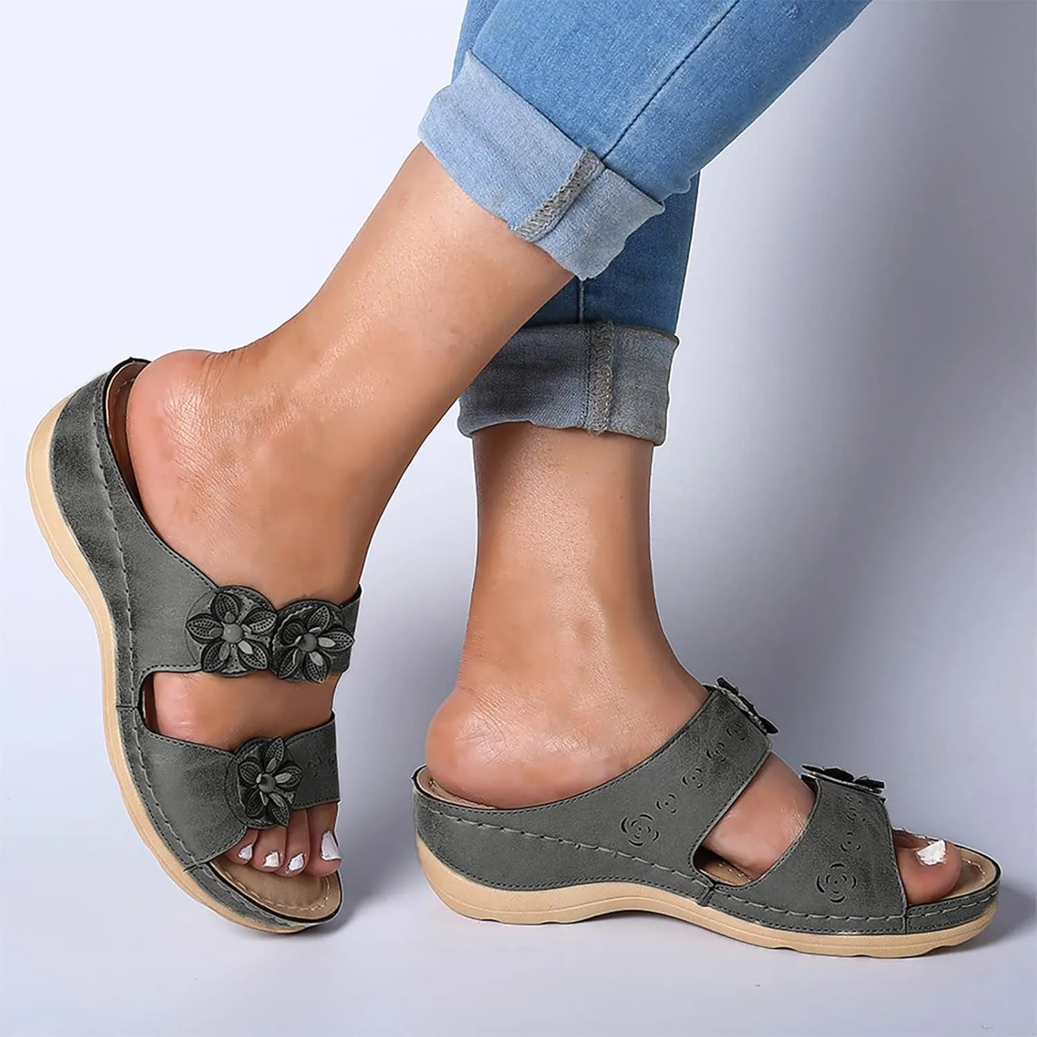 peqiut Platform Sandals Women Summer Comfortable Lightweight Breathable Orthopedic Sandals Women Dressy Womens Sandals 2024