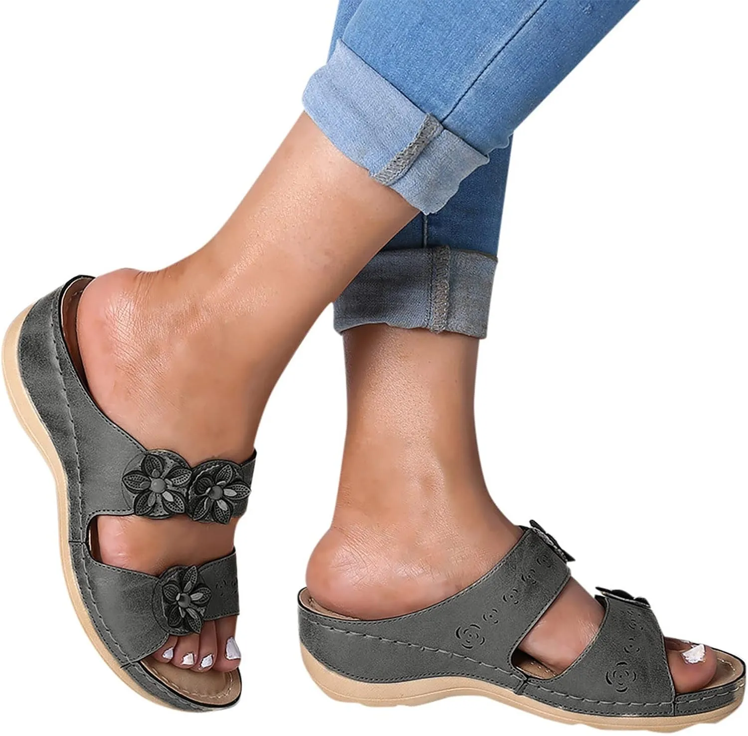 peqiut Platform Sandals Women Summer Comfortable Lightweight Breathable Orthopedic Sandals Women Dressy Womens Sandals 2024