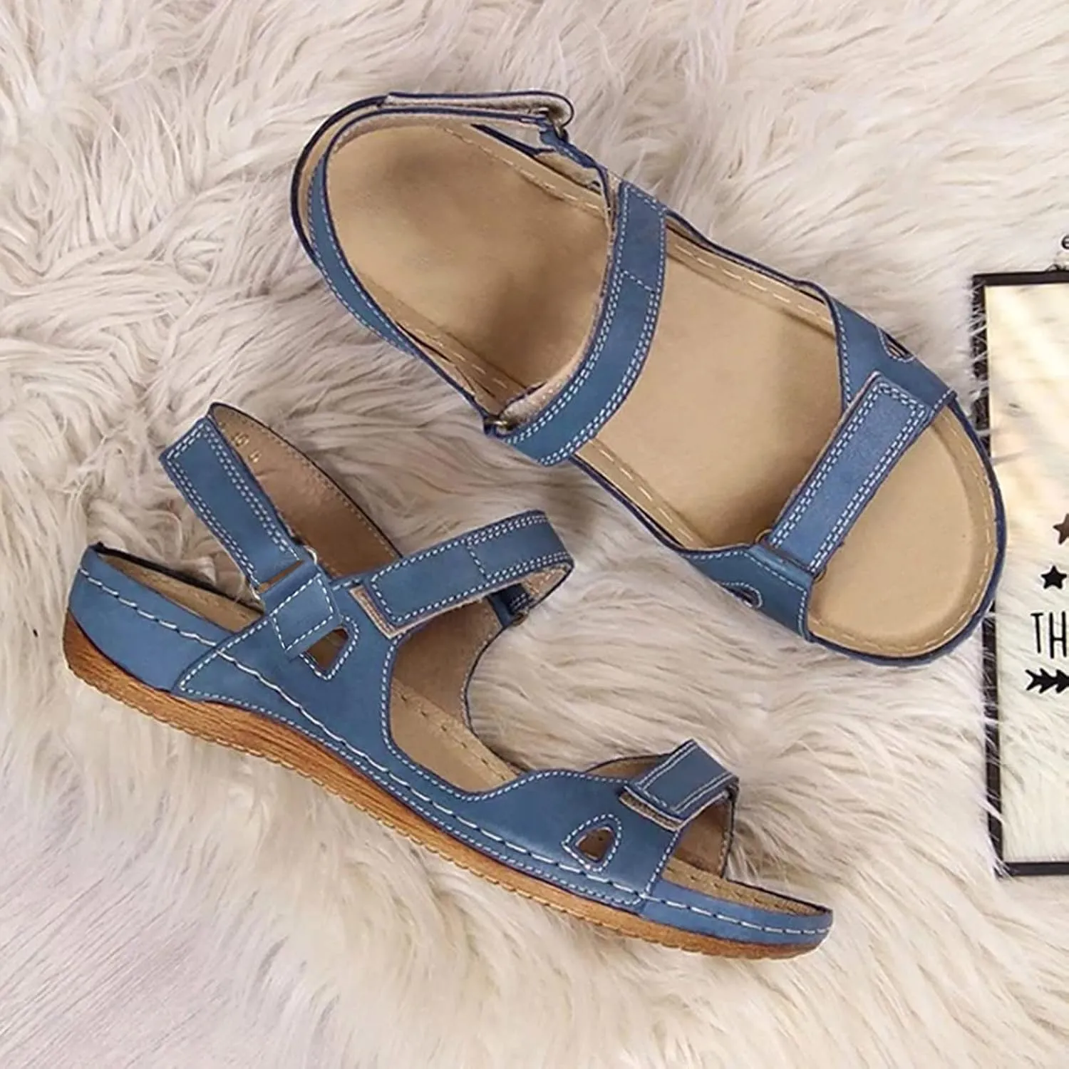 peqiut Sandals Women Arch Support Buckle Shoes Causal Beach Walking Sandals Women Lightweight Orthopedic Sandals for Women