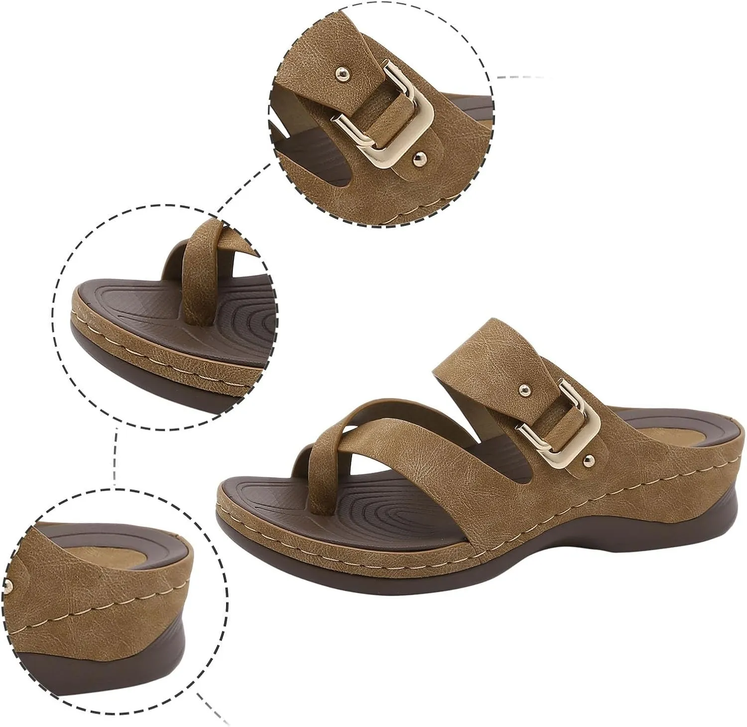 peqiut Sandals Women Clip Toe Cross Strap Comfortable Womens Sandals Flats Beach Summer Dressy Orthopedic Platform Sandals