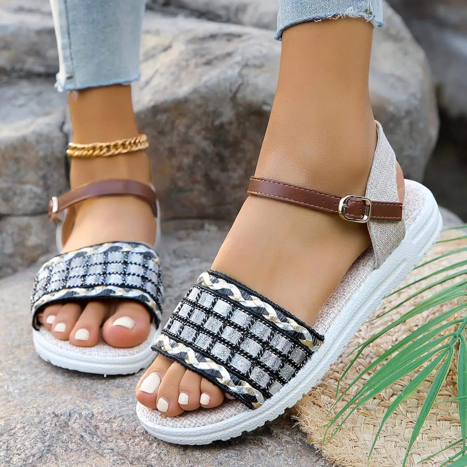 peqiut Sandals Womens Dressy Flat Platform Sandals Orthopedic Beach Boho Sandals Slippers Casual Summer Sandal for Women 11