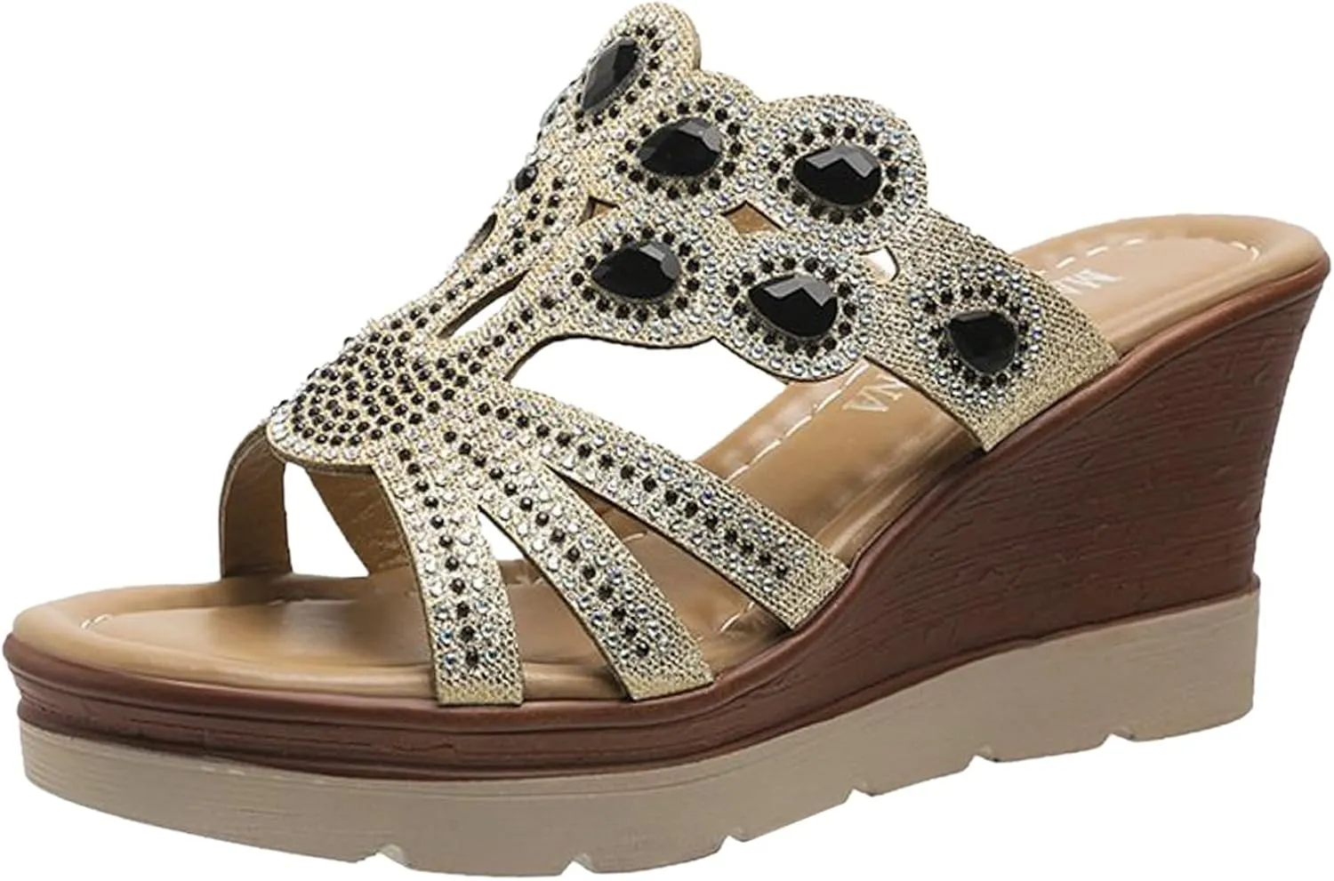 peqiut Women's Sandal Dressy Summer Wedge Orthopedic Sandals for Women Comfortable Jeweled Boho Sandals Casual Slides