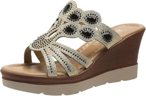 peqiut Women's Sandal Dressy Summer Wedge Orthopedic Sandals for Women Comfortable Jeweled Boho Sandals Casual Slides