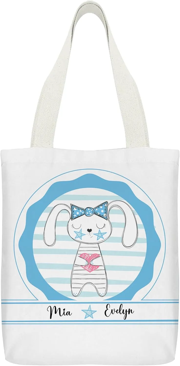 Personalized Tote Bag Custom Canvas Bag with Name, Customized Cute Bags Gifts for Travel Birthday Christmas Holiday