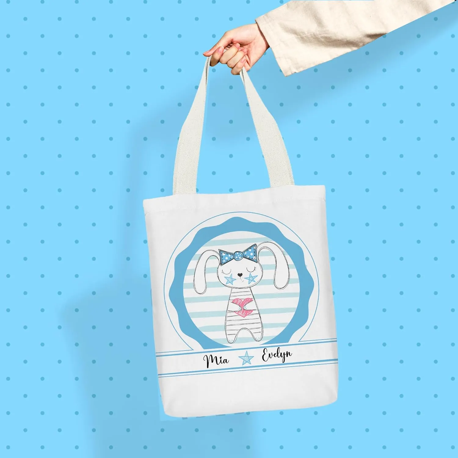 Personalized Tote Bag Custom Canvas Bag with Name, Customized Cute Bags Gifts for Travel Birthday Christmas Holiday