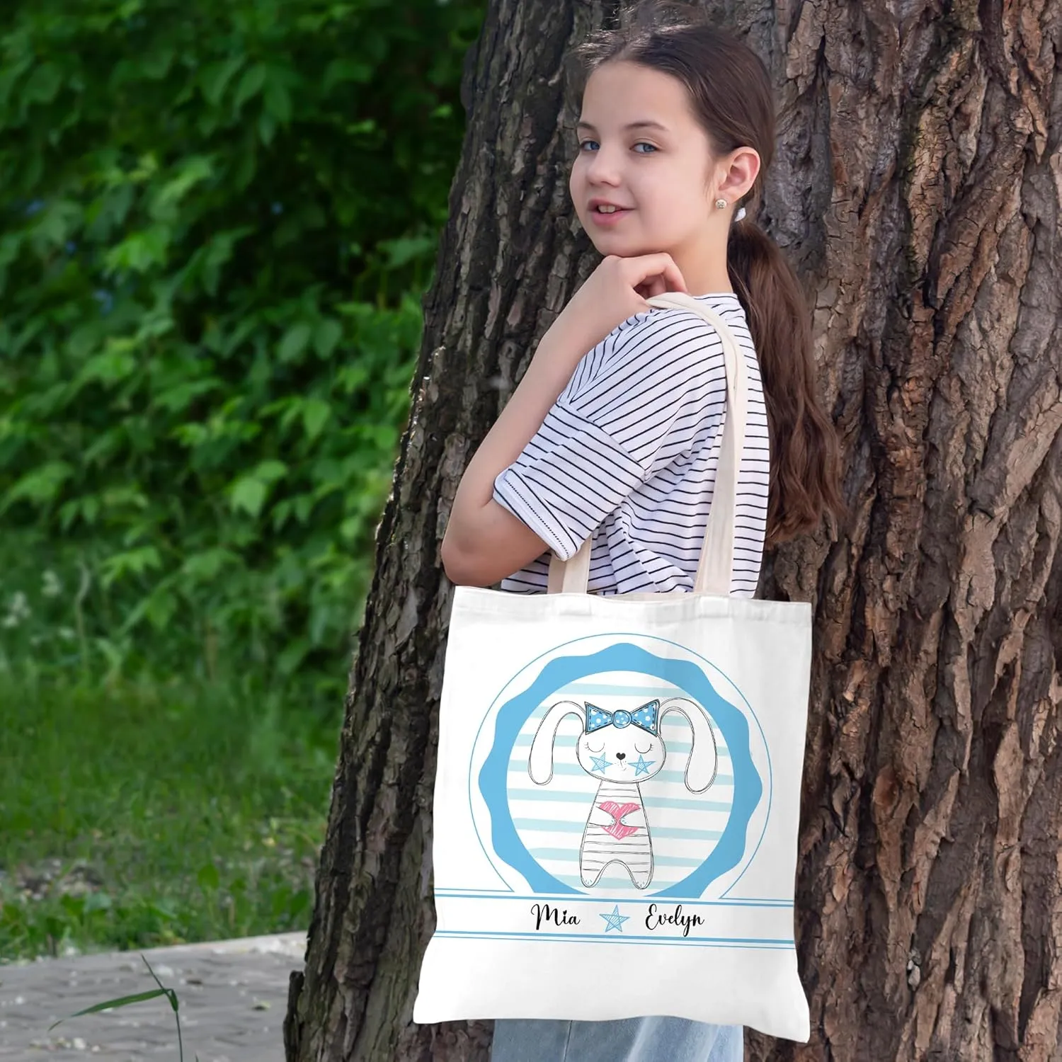 Personalized Tote Bag Custom Canvas Bag with Name, Customized Cute Bags Gifts for Travel Birthday Christmas Holiday