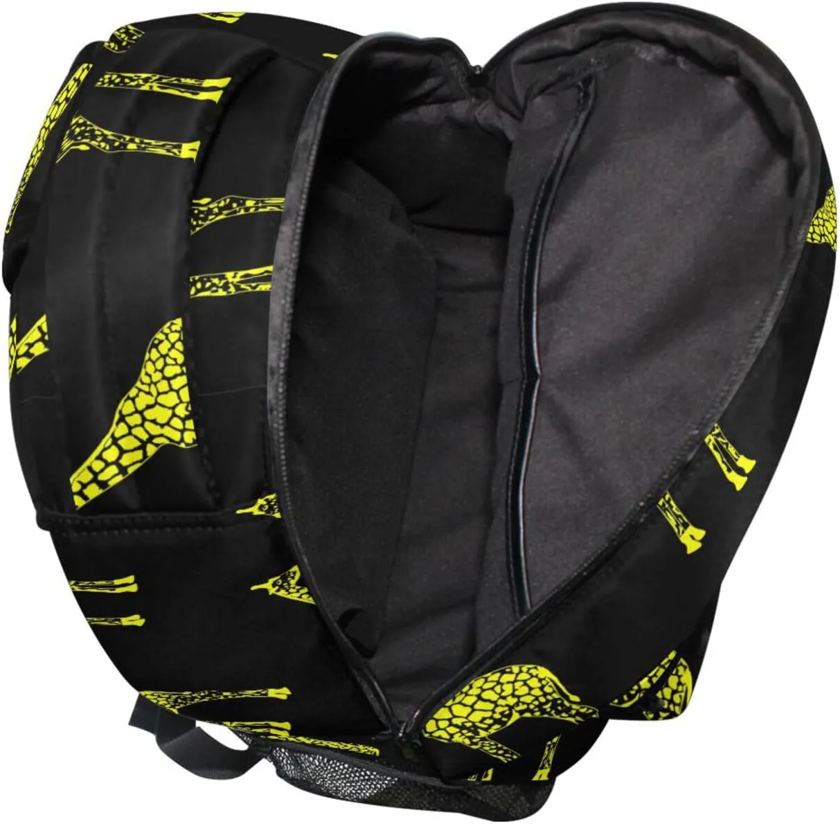 Pfrewn Custom Backpacks Personalized Yellow Giraffes on Black Bookbag with Name Boys Girls School Backpack 17"