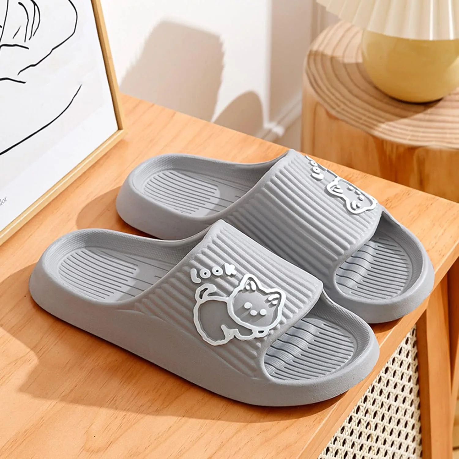 Pillow Slippers for Women and Men Shower Slides Non Slip Quick Drying Bathroom Ballerina Slippers Women
