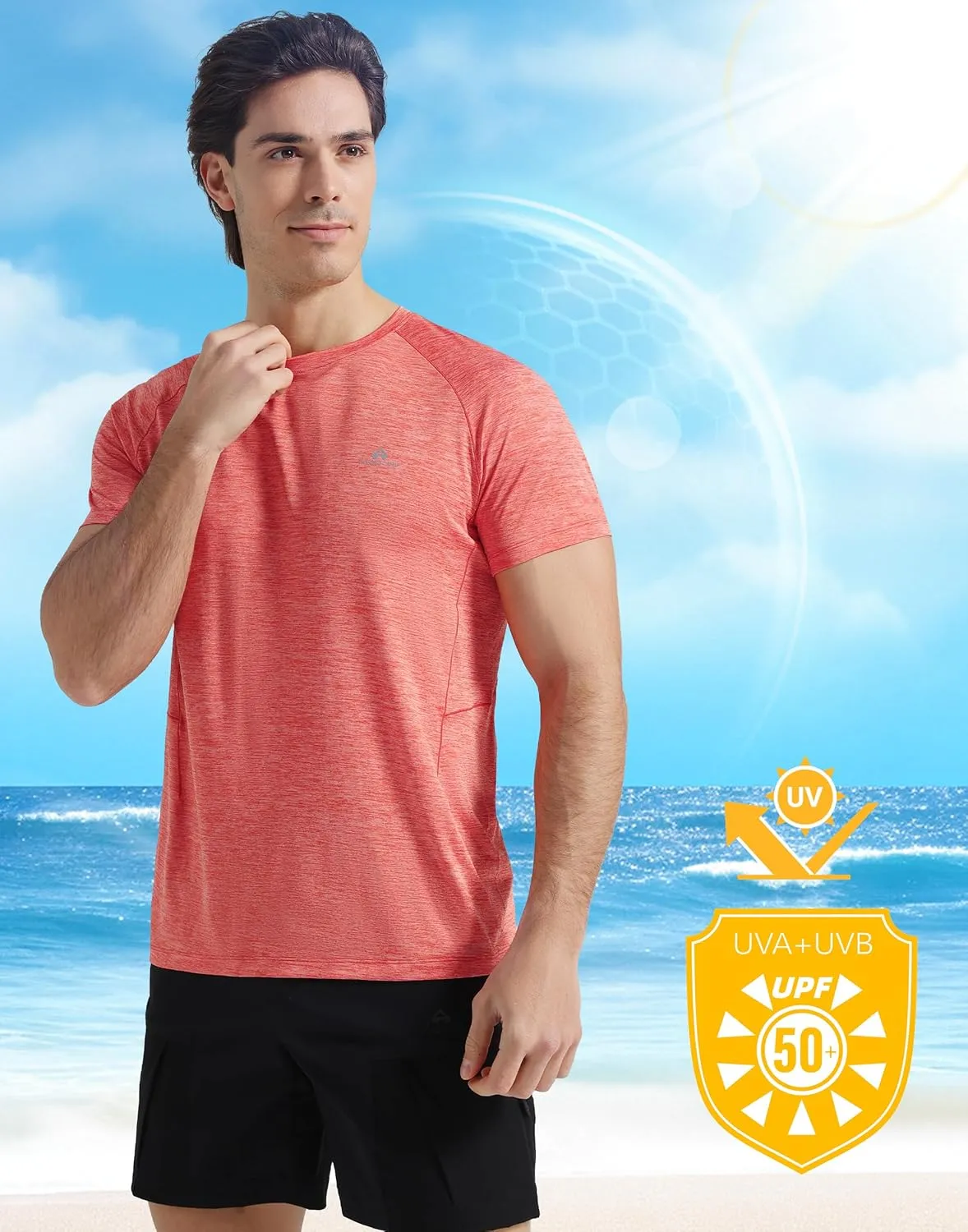 Pioneer Camp Mens Moisture Wicking Running Workout Shirt Performance Athletic T-Shirts UPF 50  Short Sleeve Active Gym Tops
