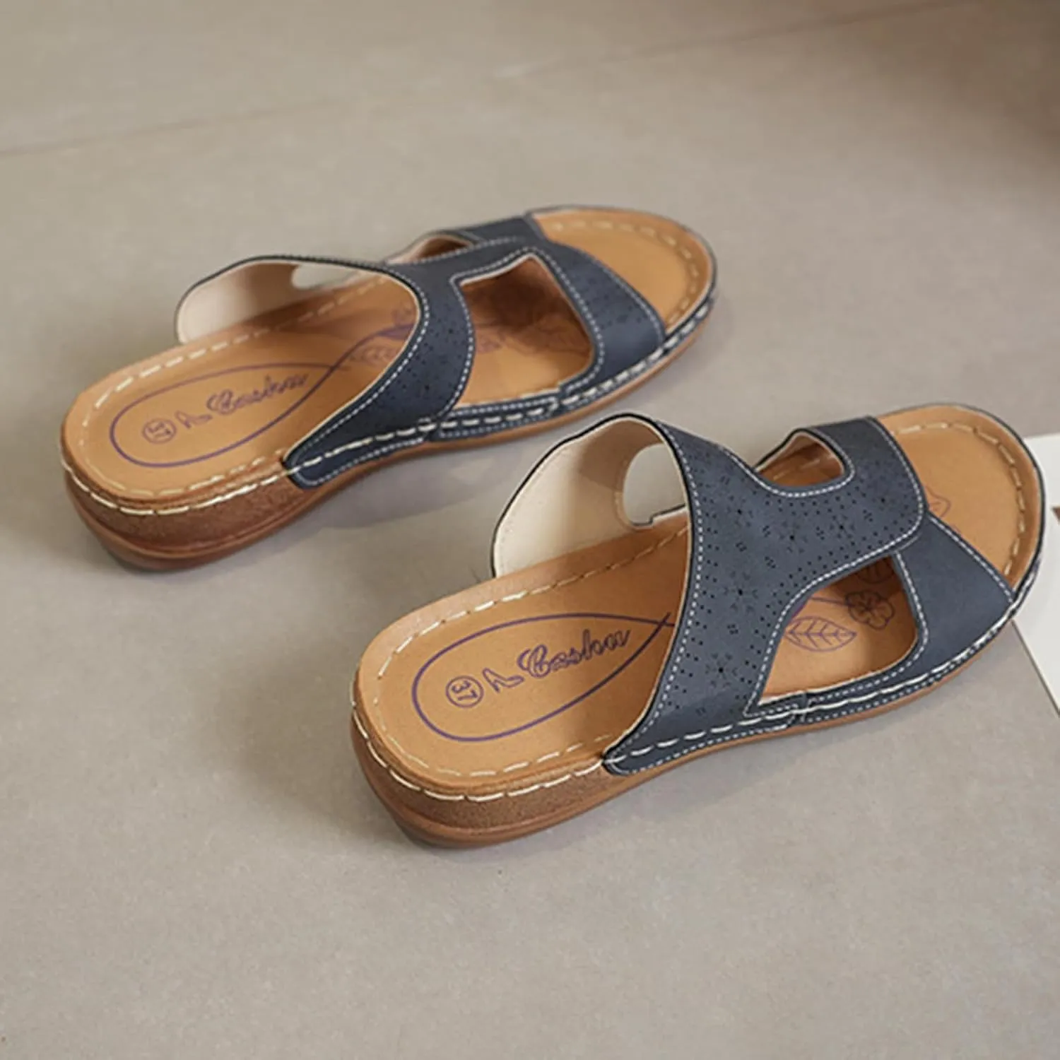 Platform Sandals Women Summer Orthopedic Arch Support Flat Slip on Wide Width Damping Sole Upgradation Stretch Lightweight Heels Diabetic Walking Shoes Dressy Flip Flops Leather Wedge