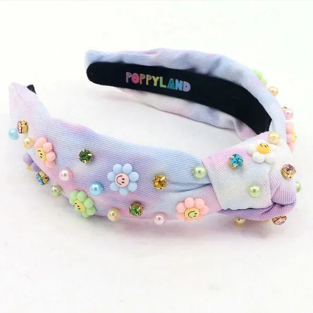 Poppyland Girls Head Band - Smiley Flower