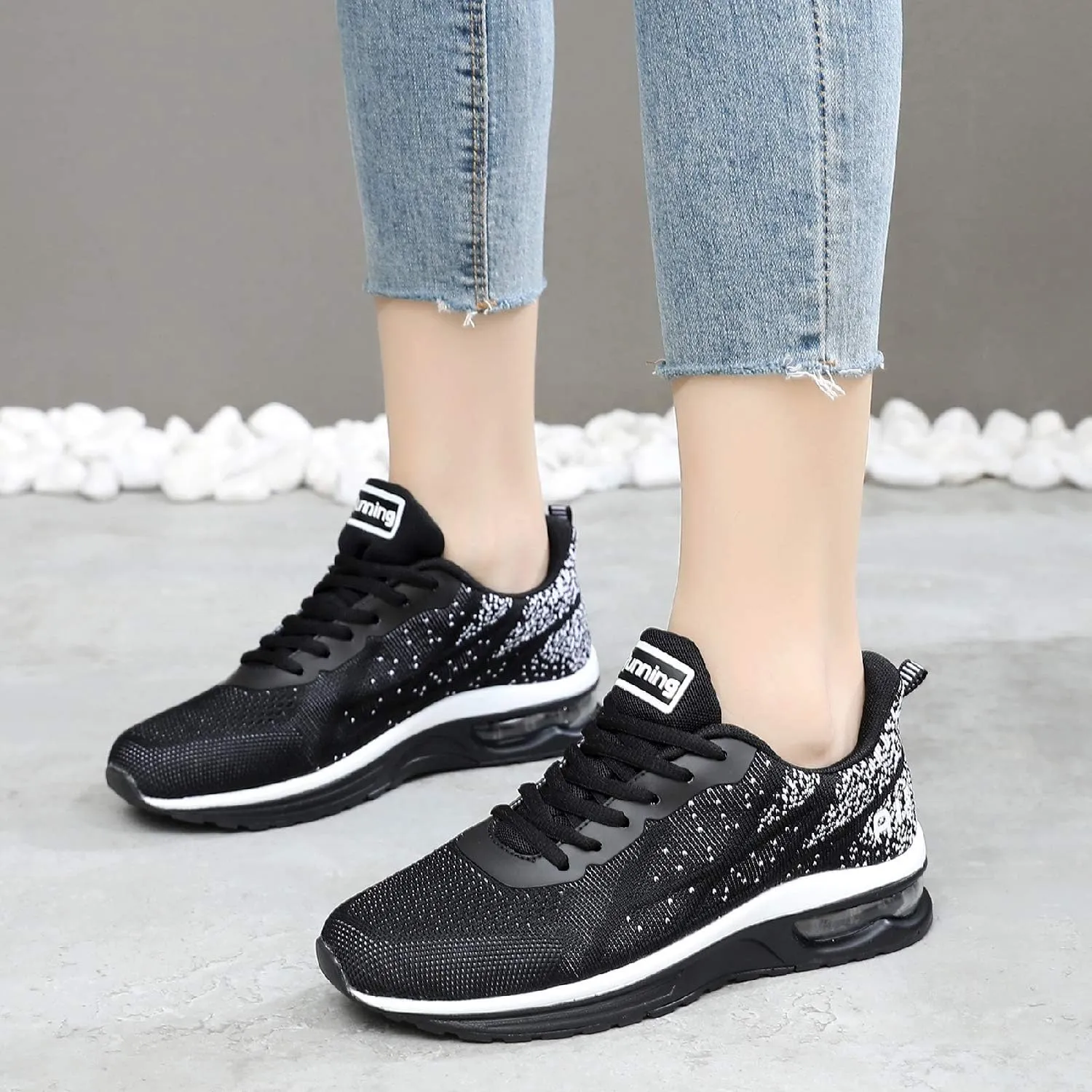 QAUPPE Womens Fashion Lightweight Sports Walking Sneakers Breathable Gym Jogging Running Tennis Shoes US 5.5-11 B(M)
