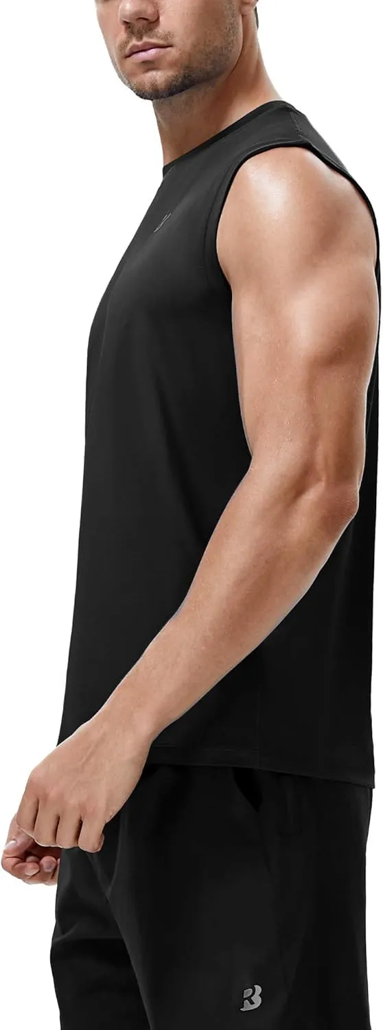 Roadbox Workout Sleeveless Shirts for Men Athletic Gym Basketball Quick Dry Muscle Tank Tops