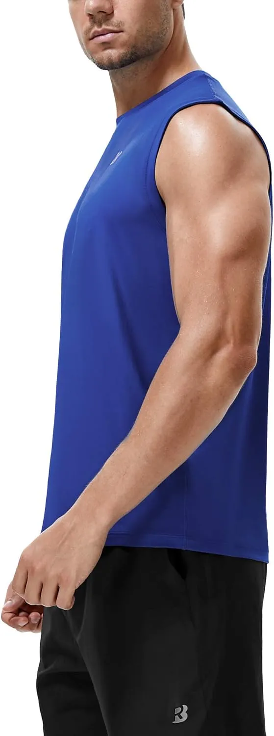 Roadbox Workout Sleeveless Shirts for Men Athletic Gym Basketball Quick Dry Muscle Tank Tops