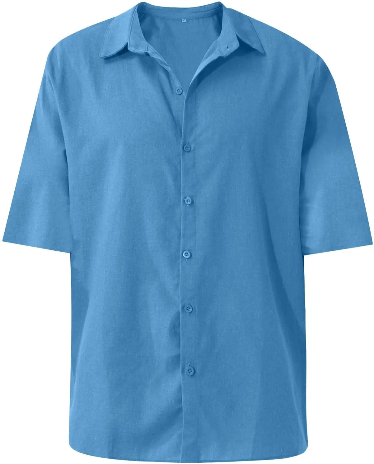 RTRDE Men's Shirts Dress Shirts Summer Casual Cotton Linen Solid Color Short Sleeve Shirts Loose, S-3XL