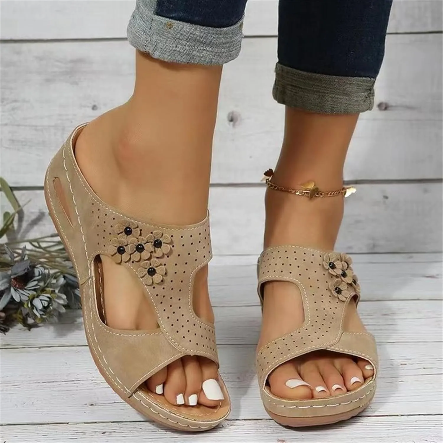 Sandals Women Comfortable Dressy Wedge Orthopedic Slippers Arch Support Flip Flops Soft Summer Beach Orthotic Slides 2024