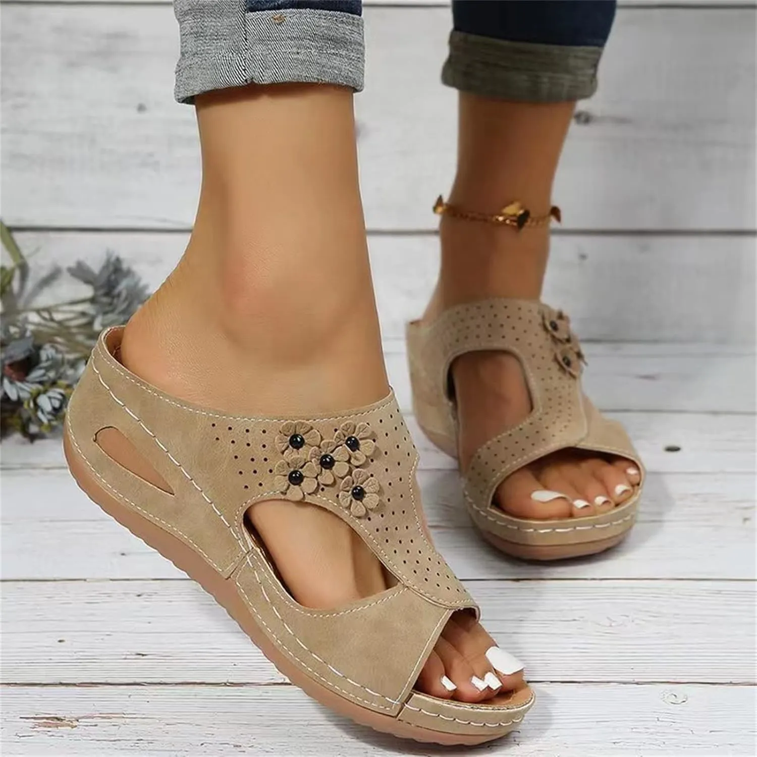 Sandals Women Comfortable Dressy Wedge Orthopedic Slippers Arch Support Flip Flops Soft Summer Beach Orthotic Slides 2024